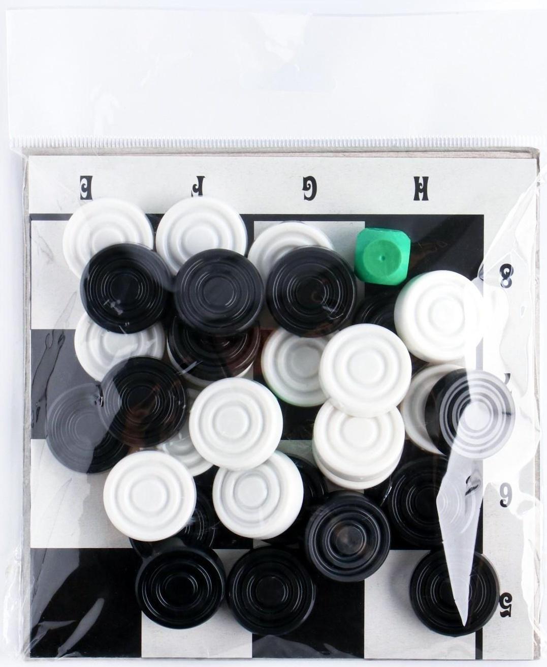 Настольная игра 2 в 1: нарды, шашки 30 шт, поле двухстороннее, 2 кубика