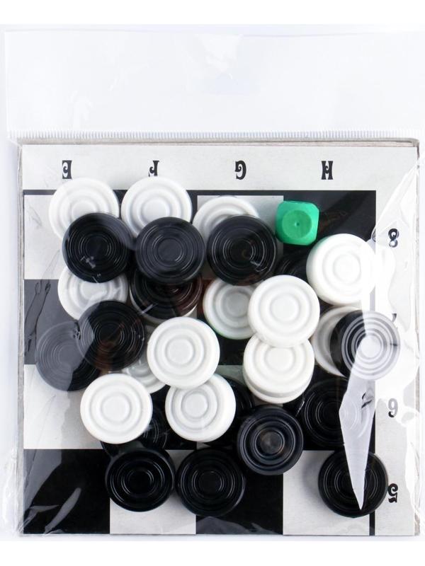 Настольная игра 2 в 1: нарды, шашки 30 шт, поле двухстороннее, 2 кубика