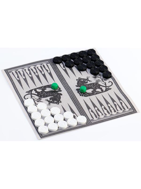 Настольная игра 2 в 1: нарды, шашки 30 шт, поле двухстороннее, 2 кубика