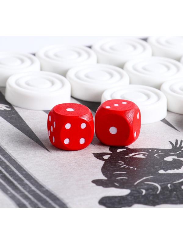 Настольная игра 2 в 1: нарды, шашки 30 шт, поле двухстороннее, 2 кубика