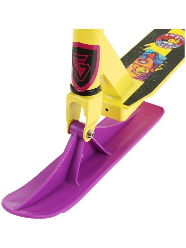 Самокат-снегокат зимний трюковой 2 в 1, цвет жёлтый