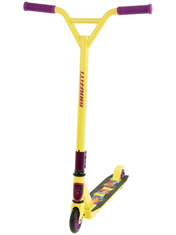 Самокат-снегокат зимний трюковой 2 в 1, цвет жёлтый