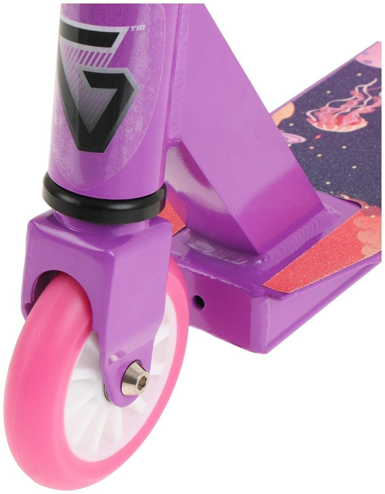 Самокат-снегокат зимний трюковой 2 в 1, цвет фиолетовый