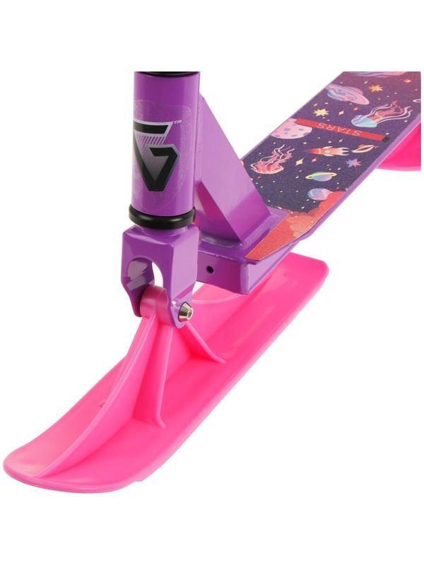 Самокат-снегокат зимний трюковой 2 в 1, цвет фиолетовый
