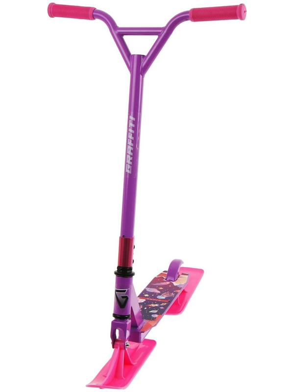 Самокат-снегокат зимний трюковой 2 в 1, цвет фиолетовый