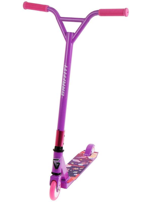 Самокат-снегокат зимний трюковой 2 в 1, цвет фиолетовый