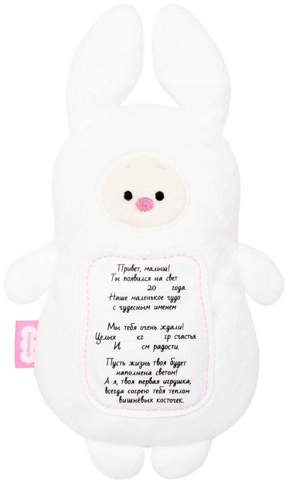 Мягкая игрушка 3 в 1 «Зайка» с метрикой, с вишнёвыми косточками, 19,5 см