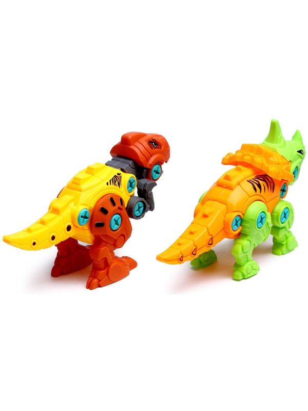 Конструктор винтовой «Мир динозавров», набор 2 штуки, 2 отвёртки 4 карточки, 50 деталей