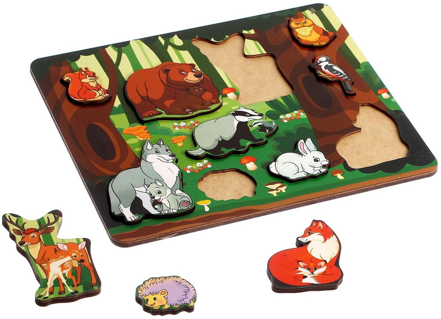 Рамка-вкладыш «Кто живет в лесу?» 10 деталей