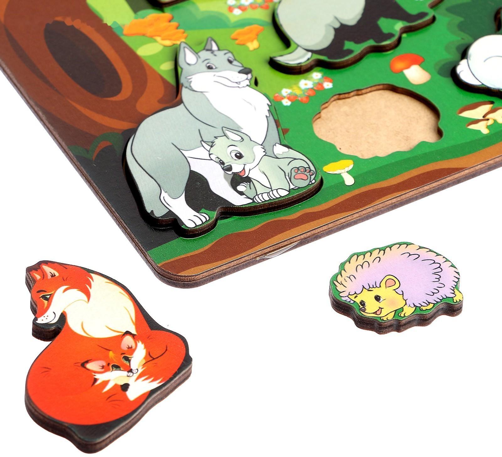 Рамка-вкладыш «Кто живет в лесу?» 10 деталей