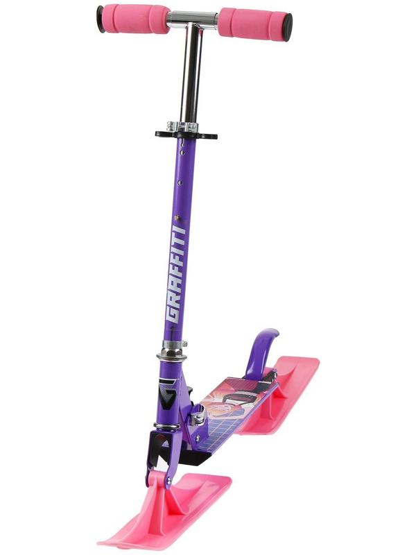 Самокат-снегокат зимний 2 в 1 «Девушка», цвет фиолетовый