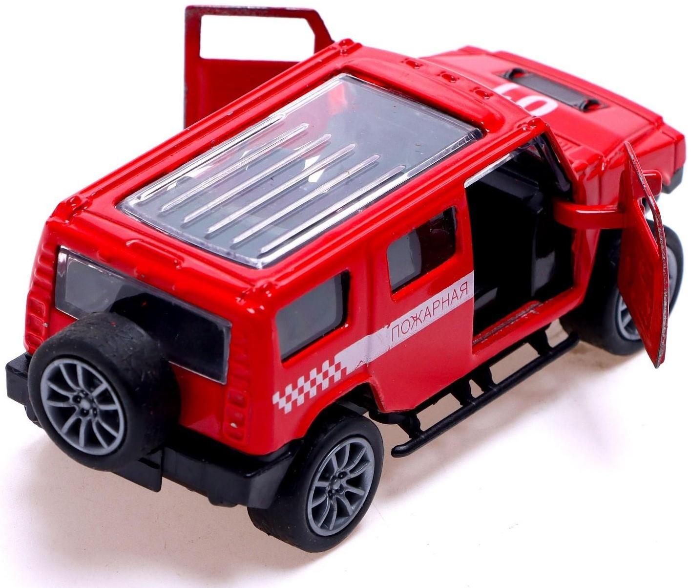 Машина металлическая «Пожарная служба», 1:48, инерция, открываются двери, цвет красный