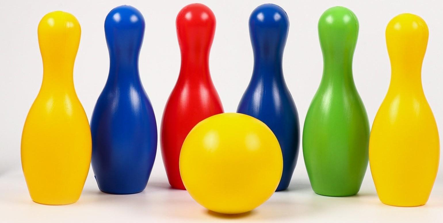 Детский набор боулинг: 6 кеглей, 21 х 7 см, 1 мяч, d-10.5 см