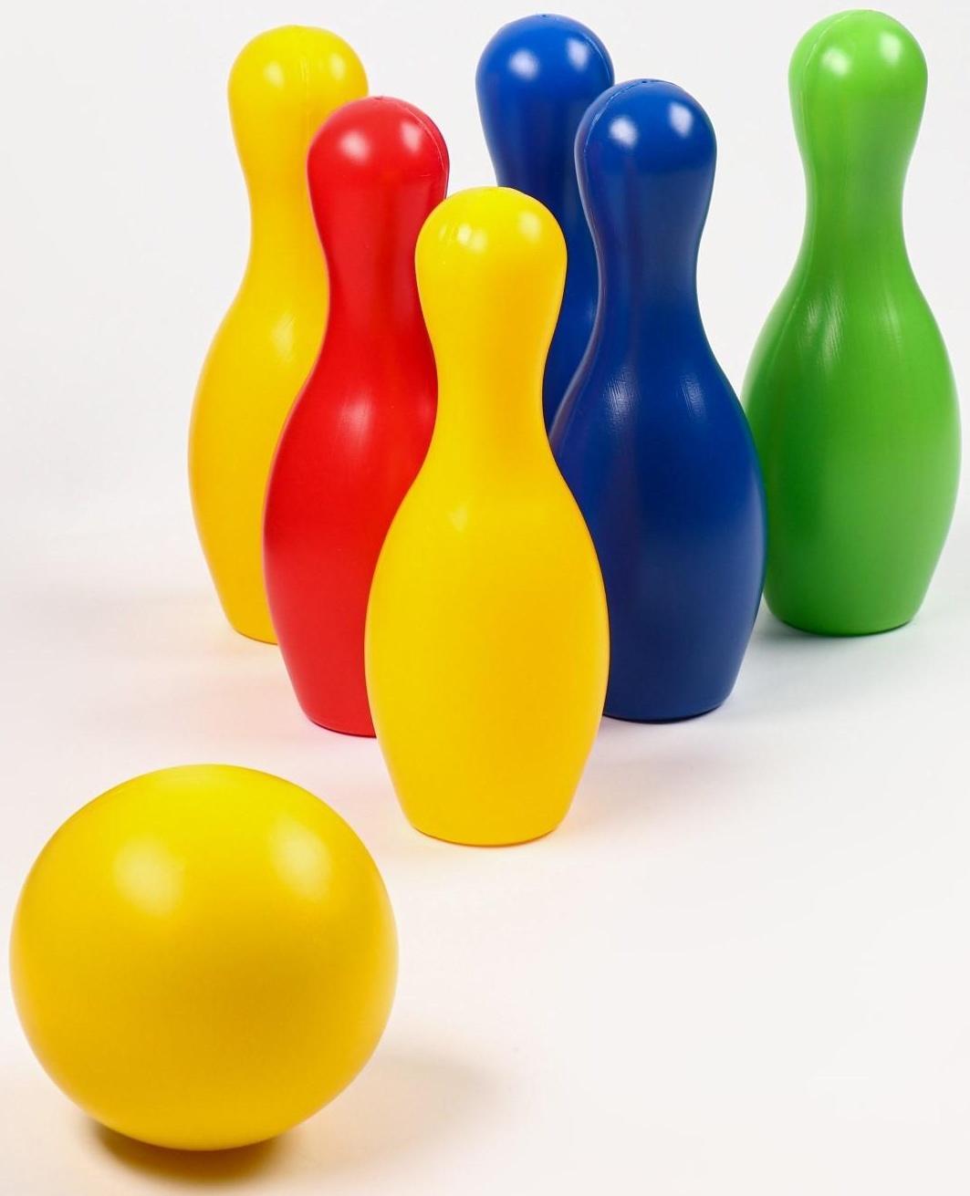 Детский набор боулинг: 6 кеглей, 21 х 7 см, 1 мяч, d-10.5 см