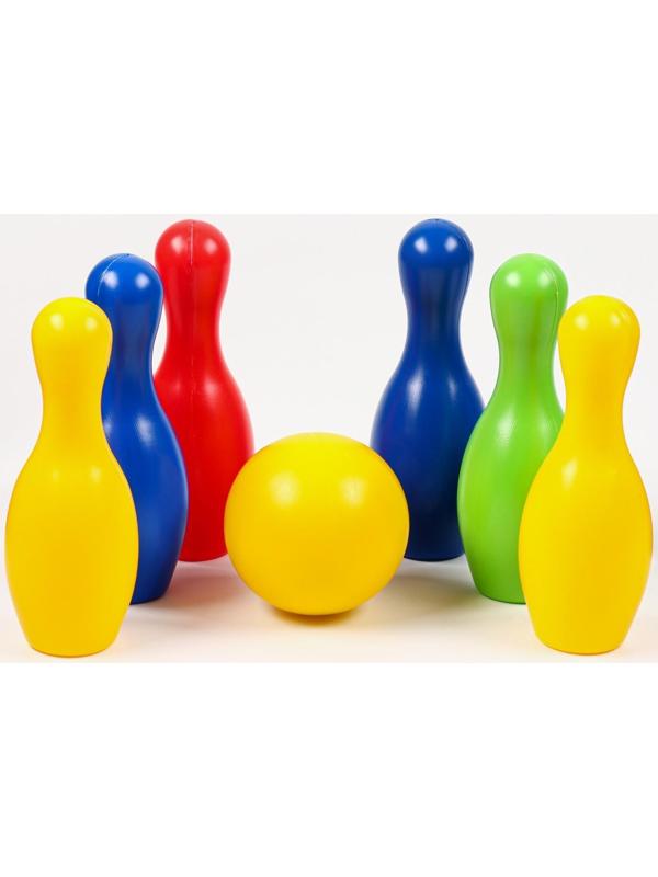 Детский набор боулинг: 6 кеглей, 21 х 7 см, 1 мяч, d-10.5 см
