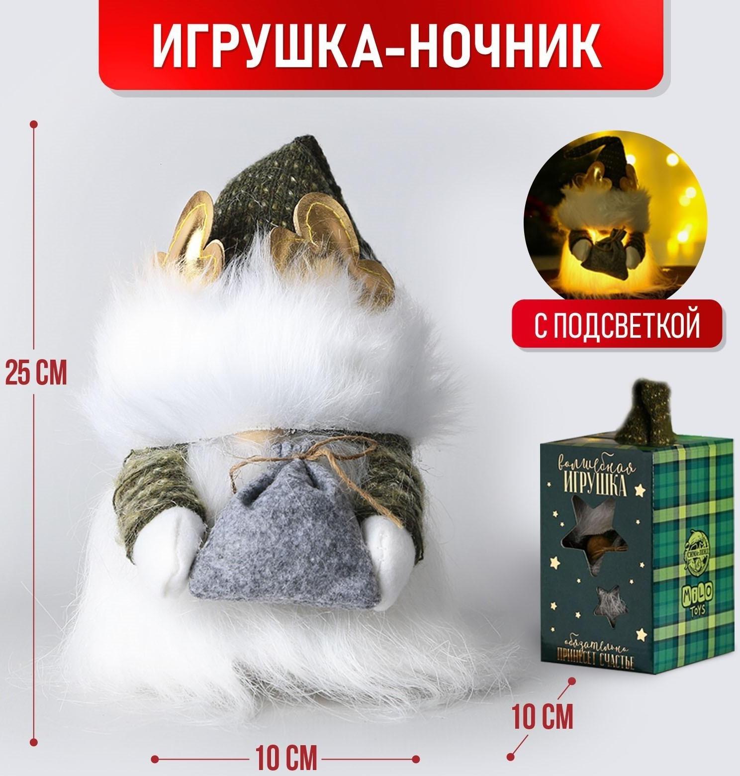 Волшебная игрушка «Гномик Весельчак», 25см, с подсветкой