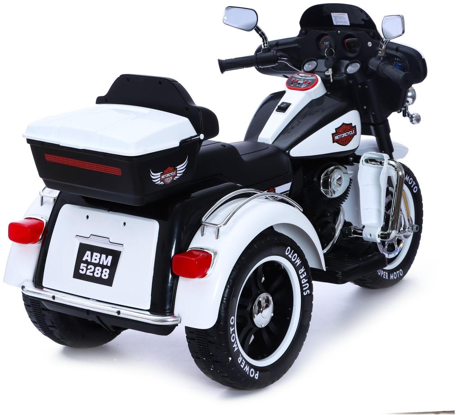 Электромотоцикл «Трайк», 2-х местный, 2 мотора, цвет чёрно-белый