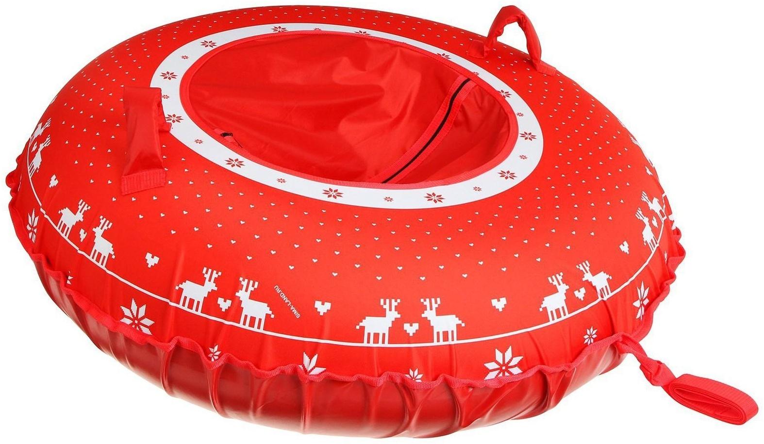 Тюбинг-ватрушка «Свитер», диаметр чехла 120 см, тент/оксфорд, цвет красный