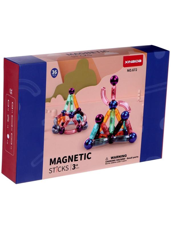 Конструктор магнитный для малышей «Магические палочки», 36 деталей