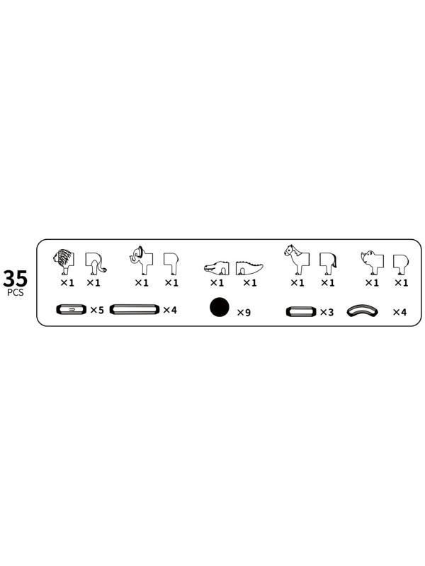 Конструктор магнитный для малышей «Магические палочки с животными», 35 деталей