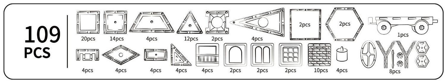 Конструктор магнитный «Магические фигуры», 109 деталей