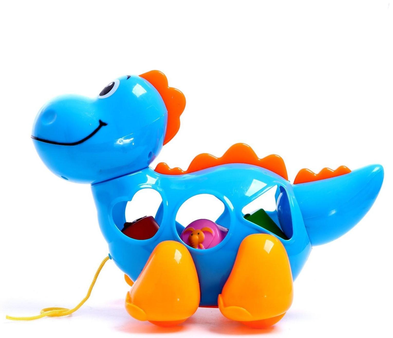 Каталка на верёвочке «Динозаврик», с сортером