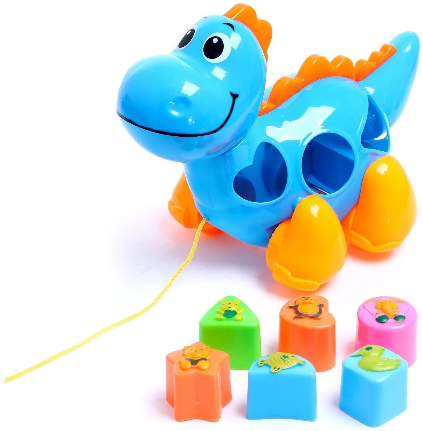 Каталка на верёвочке «Динозаврик», с сортером