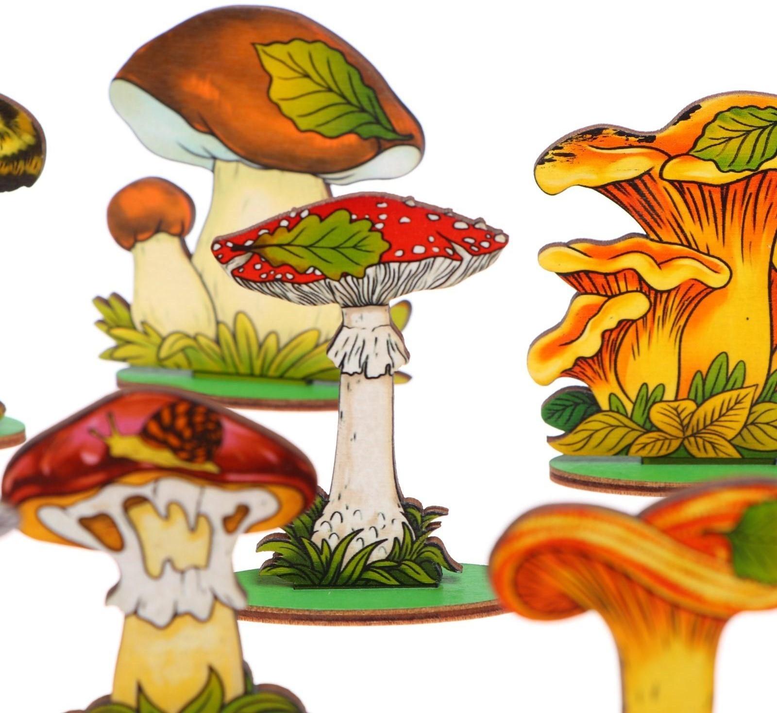 Набор «Грибы на подставке» в деревянной коробке, 36 деталей