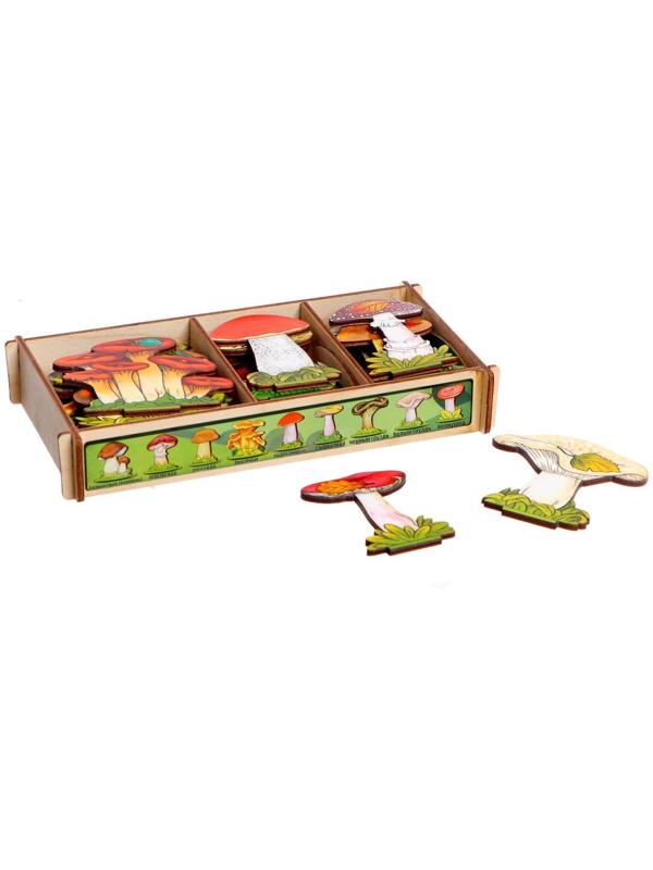 Набор «Грибы на подставке» в деревянной коробке, 36 деталей