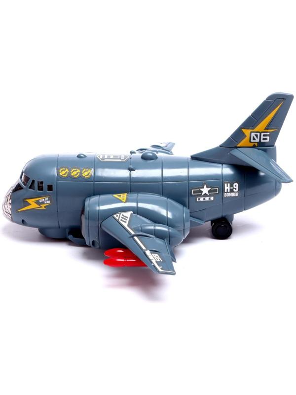 Самолет «Транспортный», работает от батареек, световые и звуковые эффекты, цвет серый