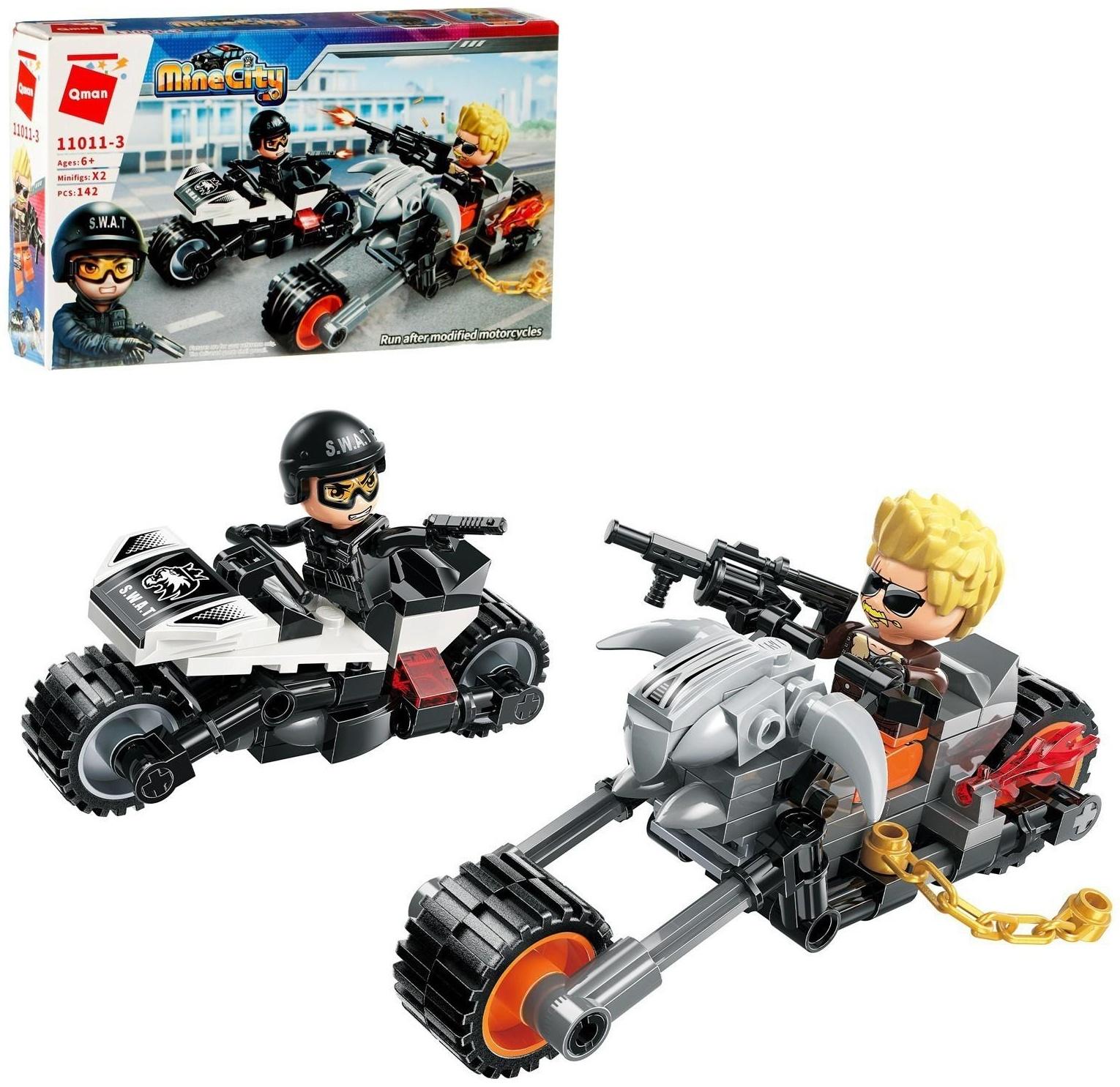 Конструктор Полиция «Мотопогоня» 110011-3, 2 минифигуры и 142 детали