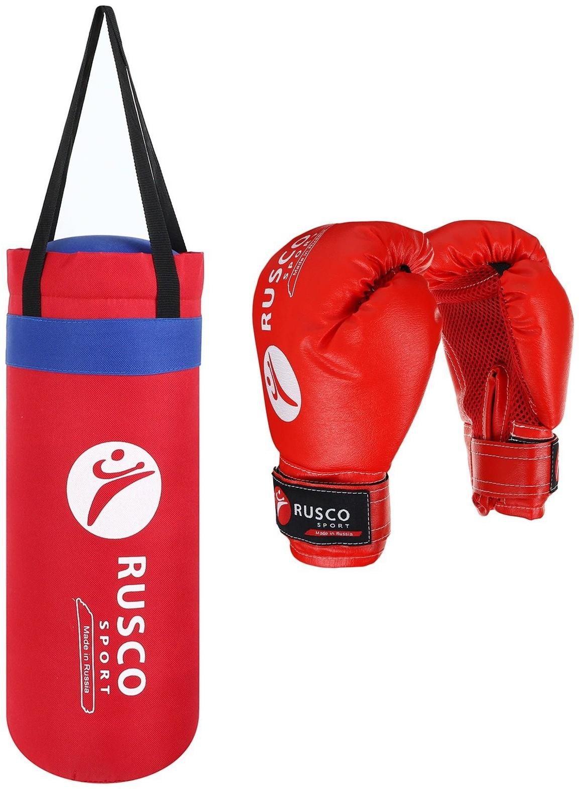 Набор боксёрский для начинающих RUSCO SPORT: мешок + перчатки, цвет красный (6 OZ)