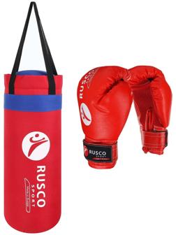 Набор боксёрский для начинающих RUSCO SPORT: мешок + перчатки, цвет красный (6 OZ)