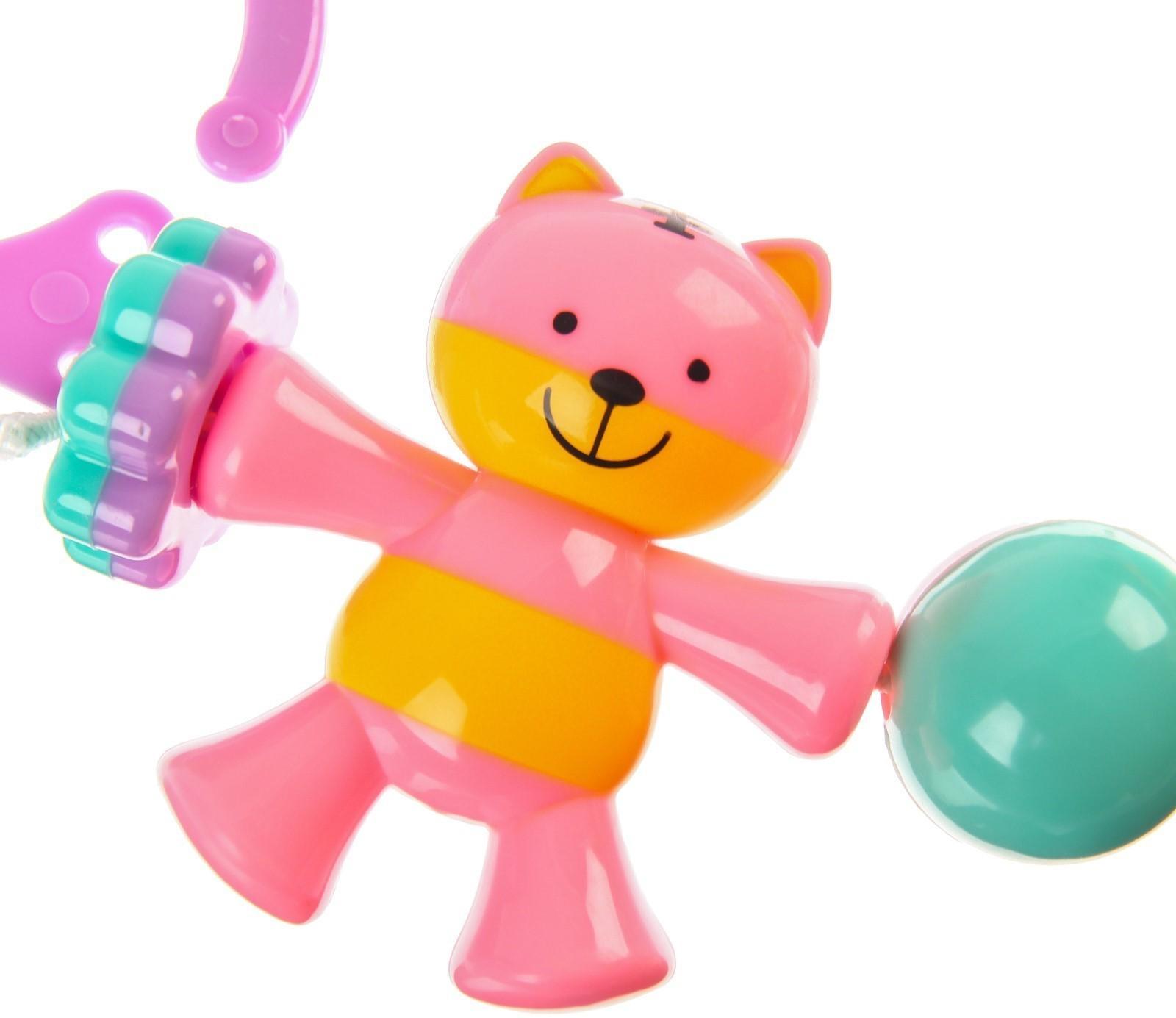 Растяжка на коляску/кроватку «Котик», 3 игрушки, цвет МИКС