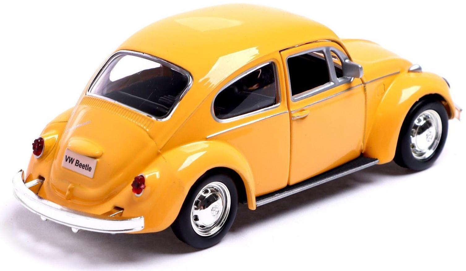 Машина металлическая VOLKSWAGEN BEETLE 1967, 1:32, открываются двери, инерция, цвет жёлтый