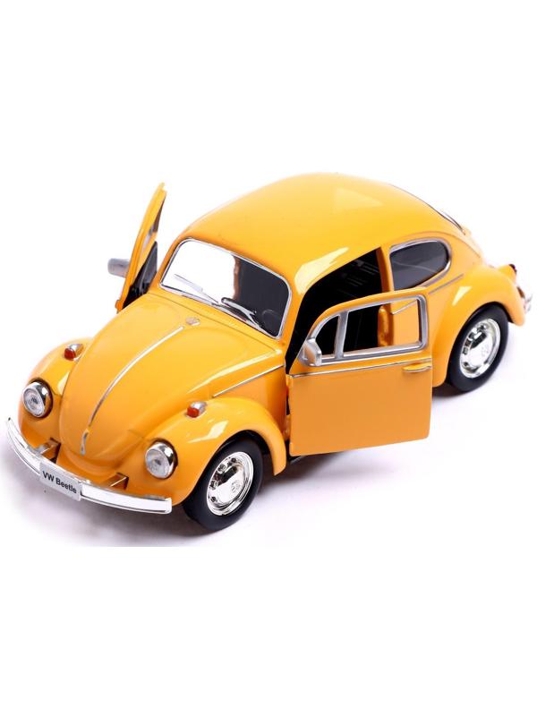 Машина металлическая VOLKSWAGEN BEETLE 1967, 1:32, открываются двери, инерция, цвет жёлтый