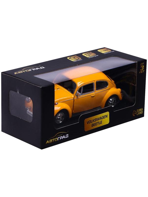 Машина металлическая VOLKSWAGEN BEETLE 1967, 1:32, открываются двери, инерция, цвет жёлтый