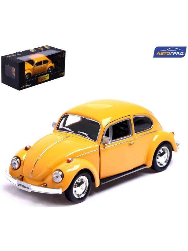 Машина металлическая VOLKSWAGEN BEETLE 1967, 1:32, открываются двери, инерция, цвет жёлтый