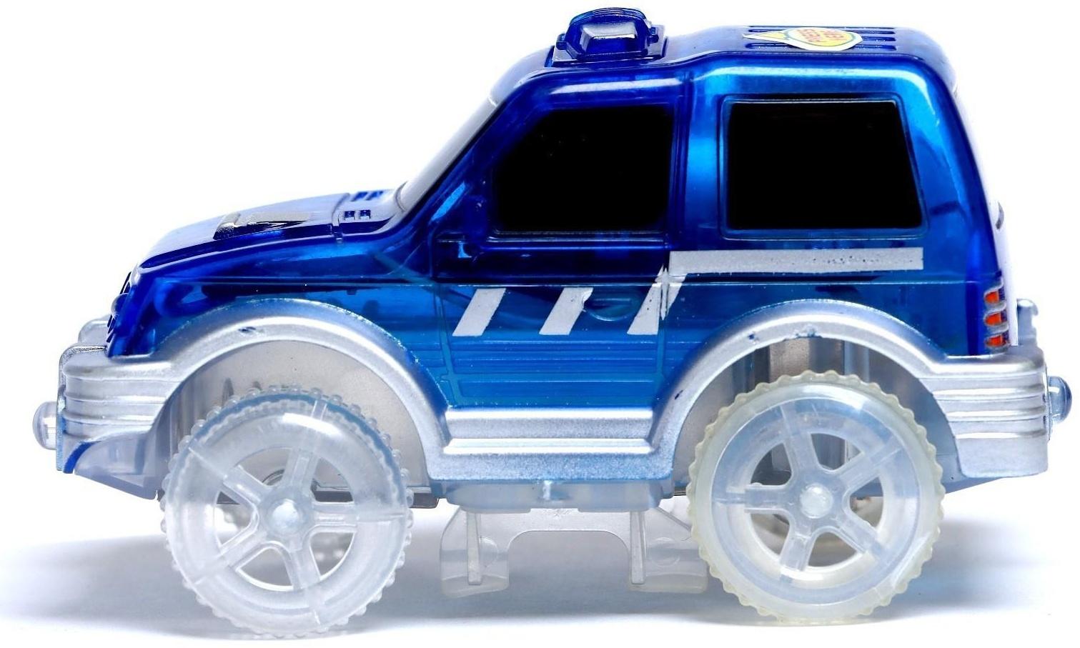 Машинка для гибкого трека Magic Tracks, с зацепами для петли, цвет синий