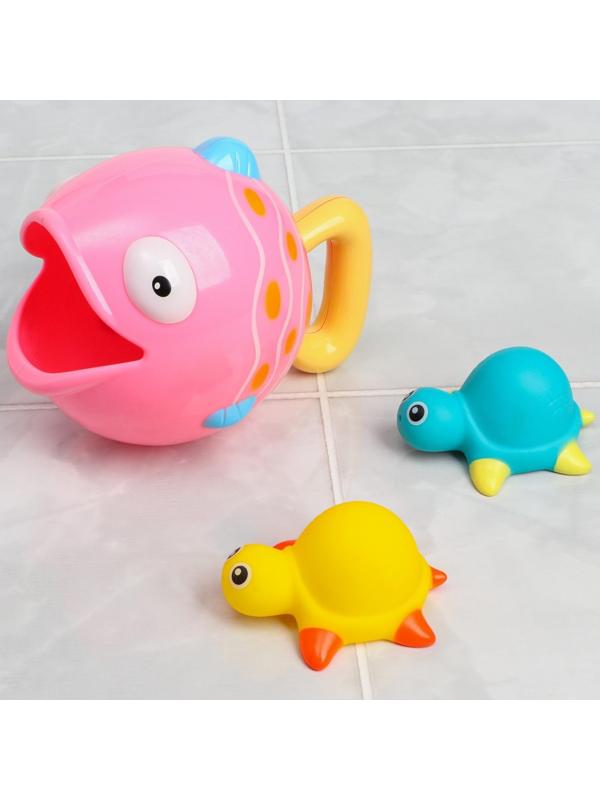Набор игрушек для игры в  ванне «Рыбка и черепашки», розовая