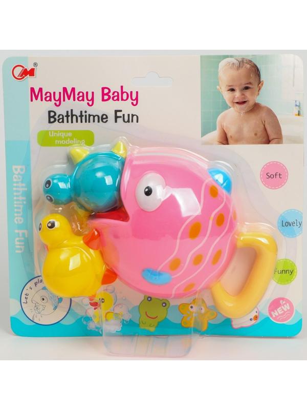 Набор игрушек для игры в  ванне «Рыбка и черепашки», розовая