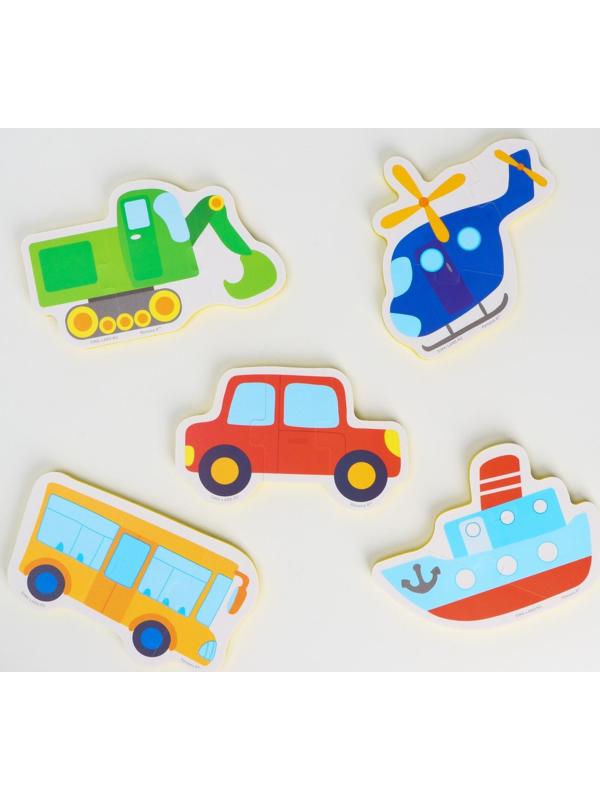 Макси - пазлы для игры в ванне тройные «Транспорт», 5 пазлов, 15 мягких деталей