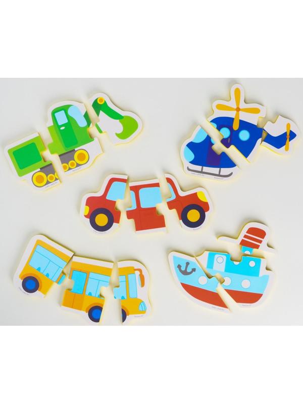 Макси - пазлы для игры в ванне тройные «Транспорт», 5 пазлов, 15 мягких деталей