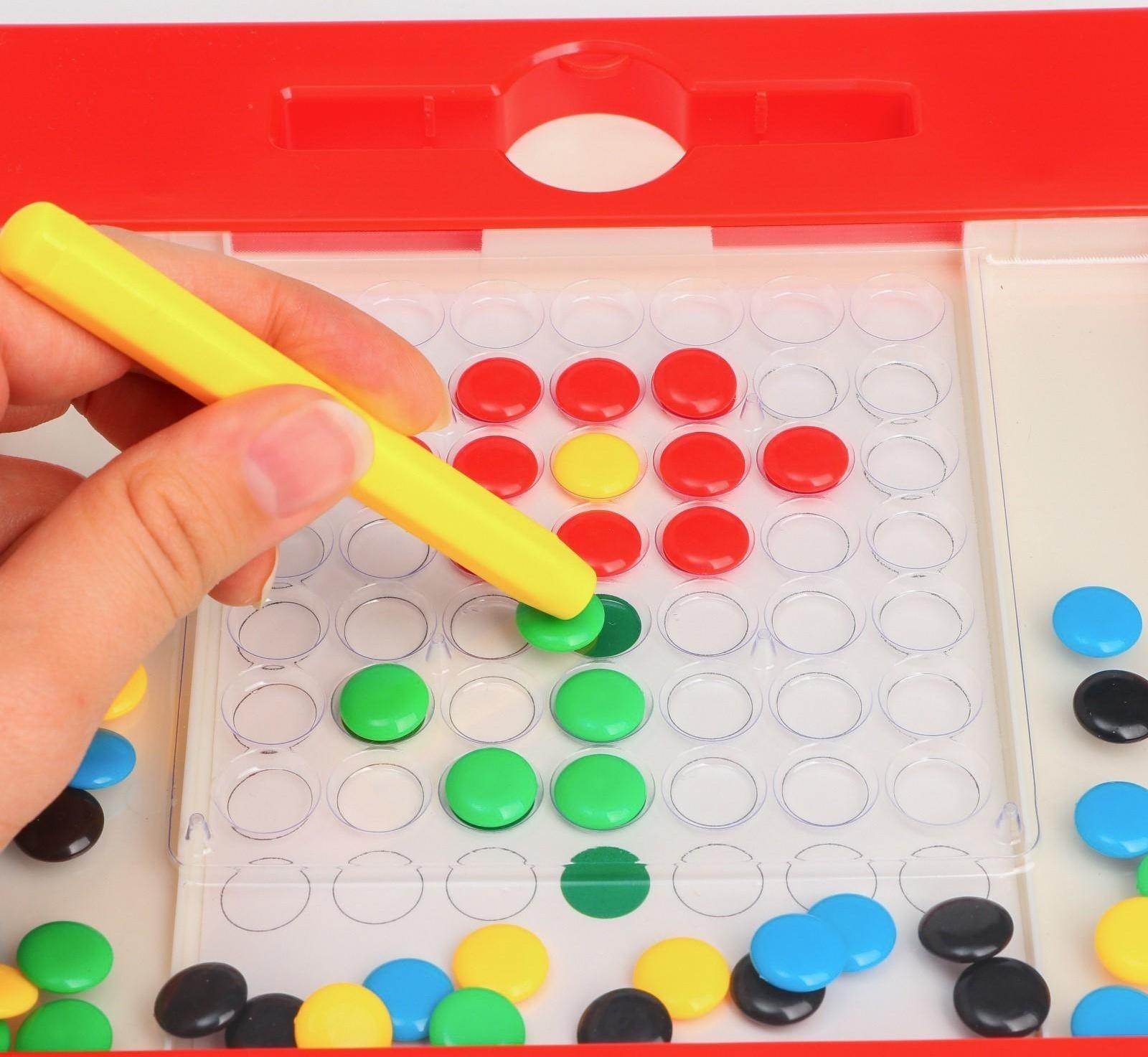 Планшет-мозаика магнитный для рисования, 49 ячеек, с карточками шаблонами, Синий трактор