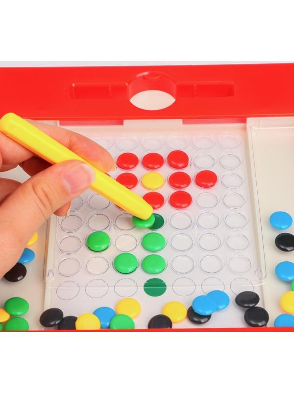 Планшет-мозаика магнитный для рисования, 49 ячеек, с карточками шаблонами, Синий трактор