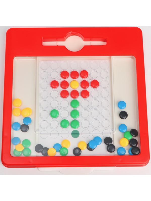 Планшет-мозаика магнитный для рисования, 49 ячеек, с карточками шаблонами, Синий трактор