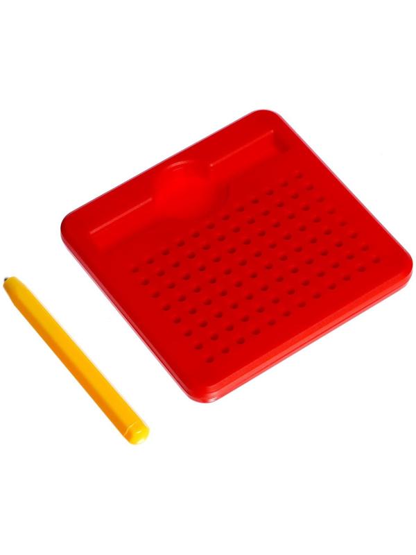 Планшет магнитный для рисования, 96 отверстий, красный