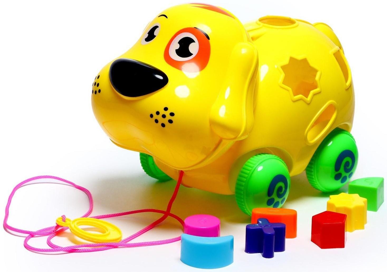 Каталка на верёвке «Пёсик», с сортером