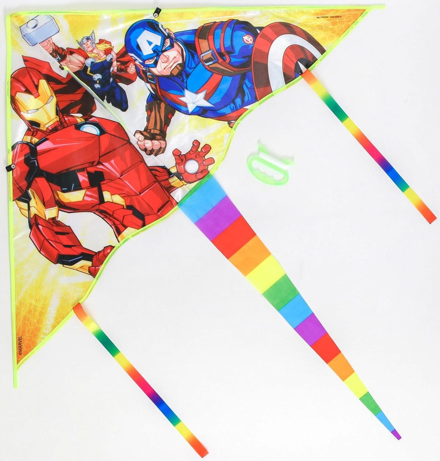 Воздушный змей «Железный человек, Тор, Капитан Америка», Мстители, 70 х 105 см