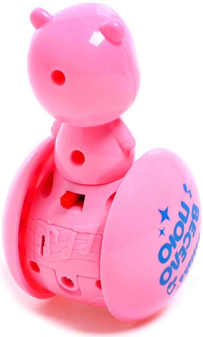 Развивающая игрушка музыкальная неваляшка «Мишка Роро», розовый